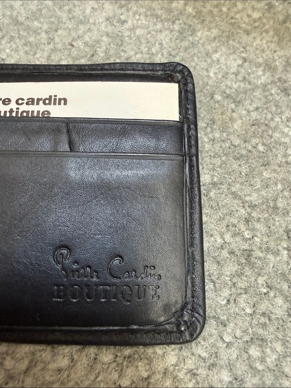 Rare Vintage Pierre Cardin Boutique Black Leather Money Clip Wallet